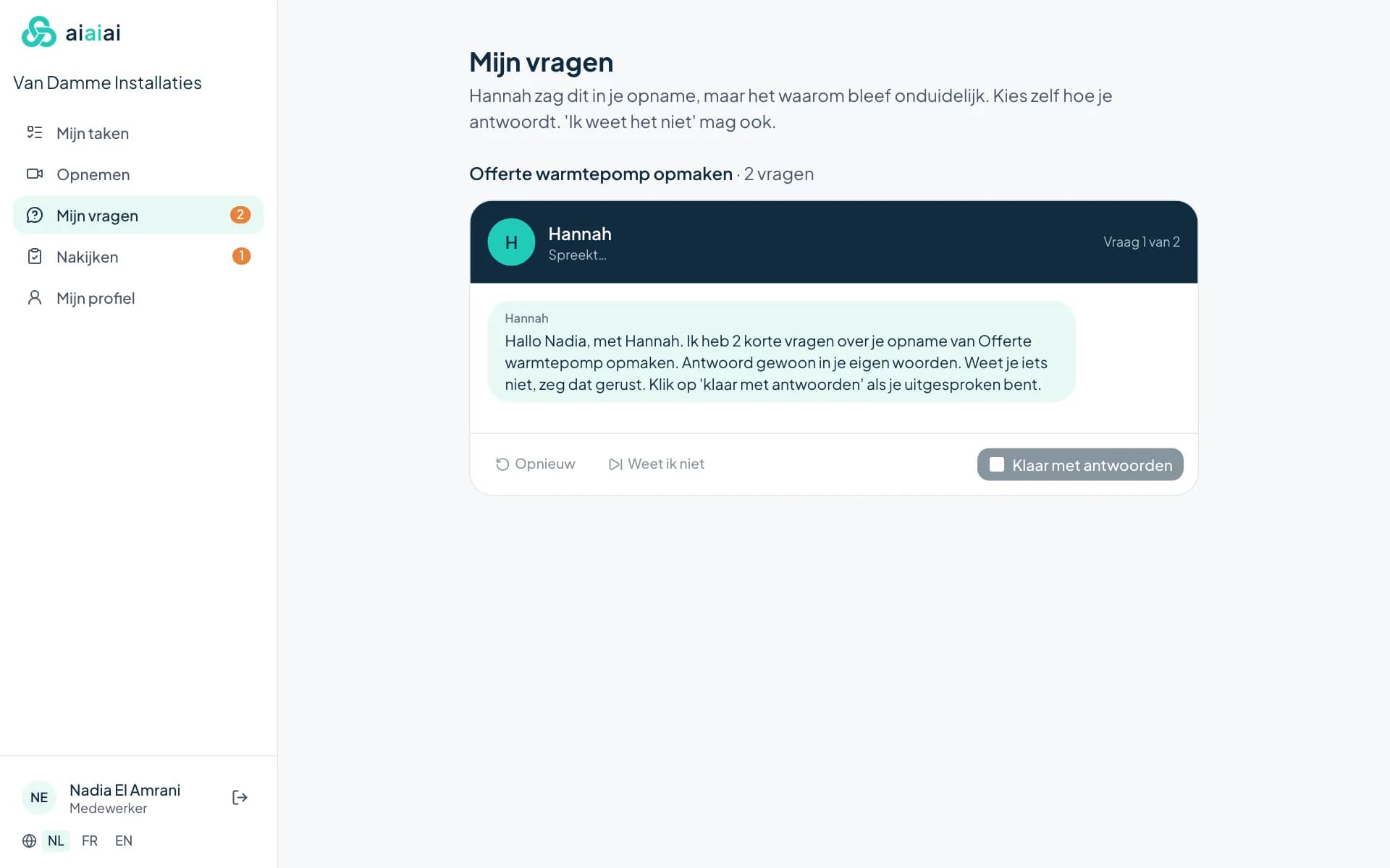 Vervolgvragen van Hannah